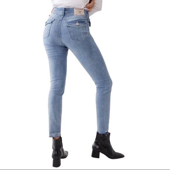 NWT‎ TRUE RELIGION Halle Released Hem Super Skinny Jeans Mid Rise Size 30 - Picture 1 of 7